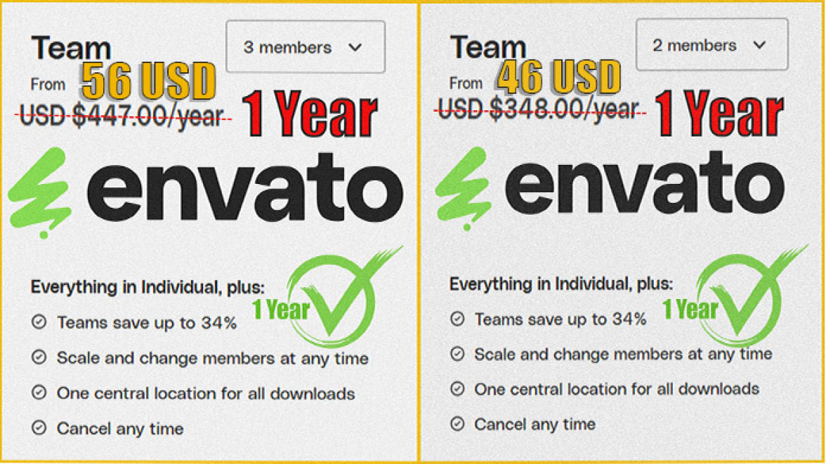Envato Team 🔥  2/3  Members ✅ 1 Year  ✅ - subscription